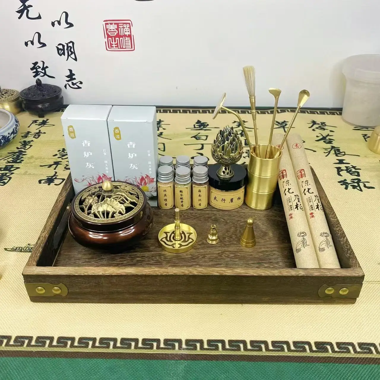 DIY Pure Brass Handmade Incense Making Set Traditional Indoor Fragrance Moulding Tools Incense Burner Incense Stove Accessories