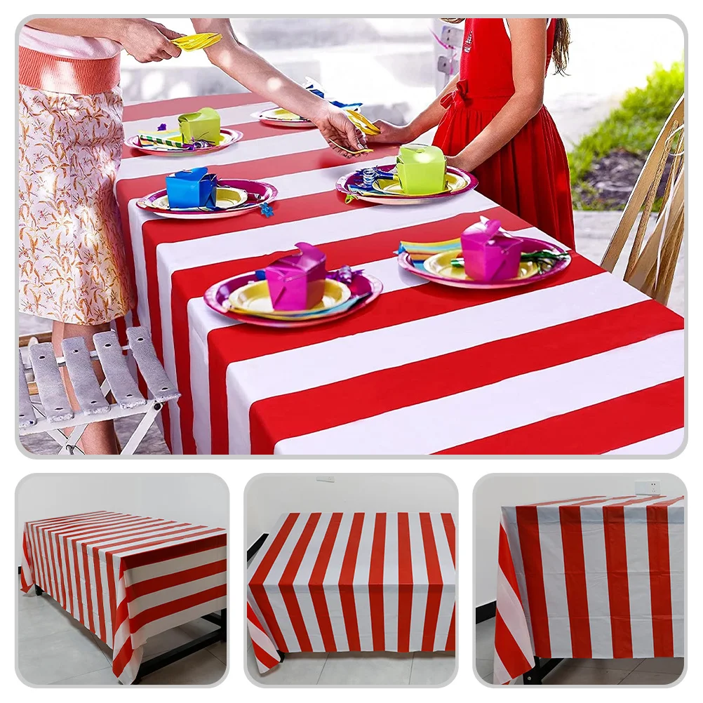 

2Pcs Striped Tablecloth Waterproof Rectangle Table Covers Party Table Cover Dining Picnic Holiday Decorative Striped Tablecloth
