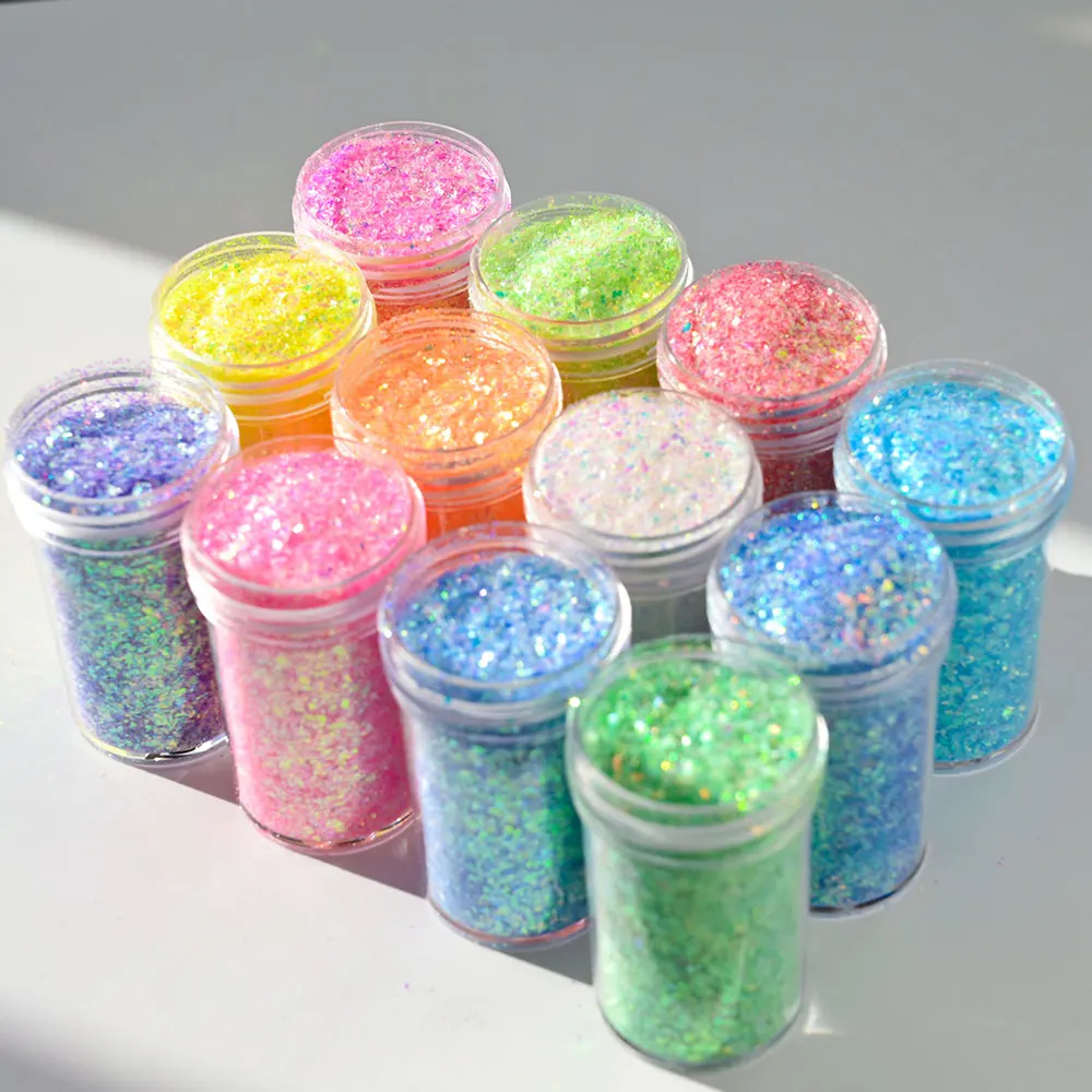 20ml Fantasy Iridescent Nail Glitter Sequins Powder Quicksand Shiny Irregular Fragments Press On Manicure Decoration Pigment