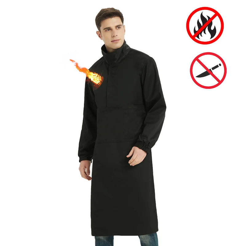 New Safe Welding Long Sleeve Apron Permanent Flame Retardant Metal Fragments Spark Cut Resistant Breathable High Collar Clothes