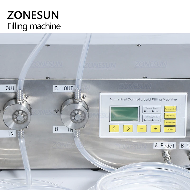 ZS-MP232W Magnetic Pump Double Heads Liquid Juice Edible Oil Filling and Weighing Machine Semi Automatic Bottle Filling
