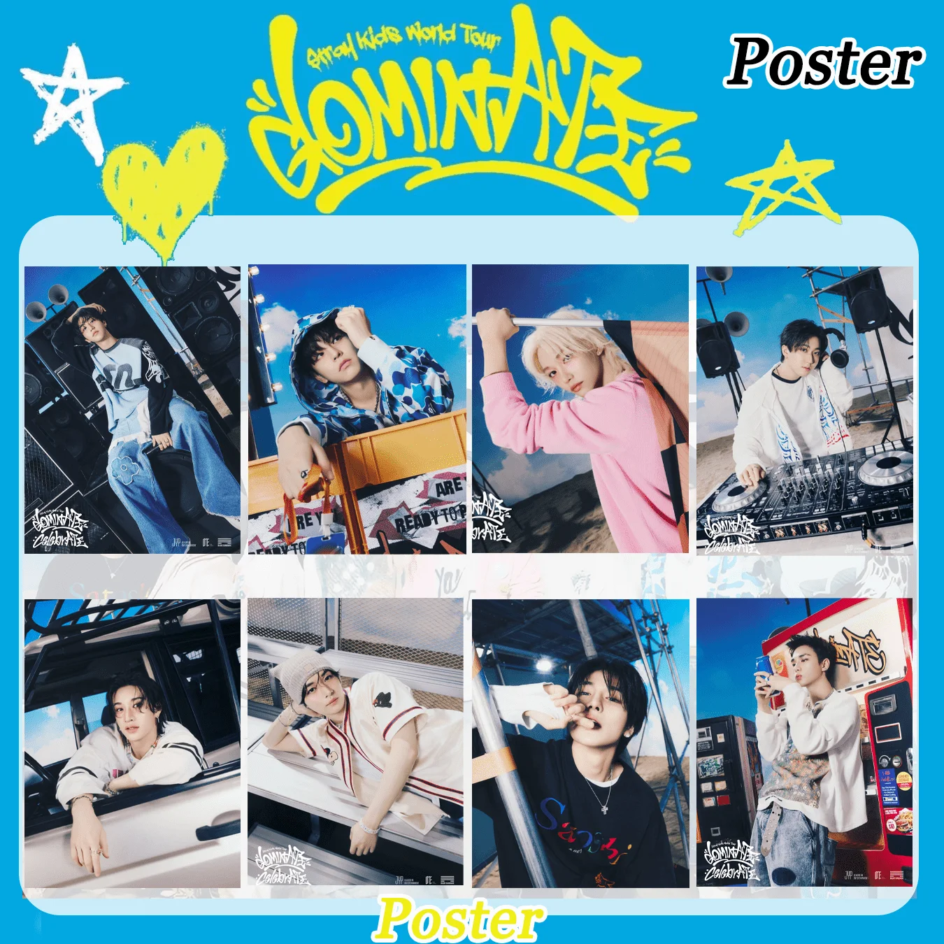 

Stray Kids "DOMINATE" World Tour Poster Set, A4 Size PVC Self-Adhesive Wall Art, K-Pop Concert Concept Photo Decor for STAY