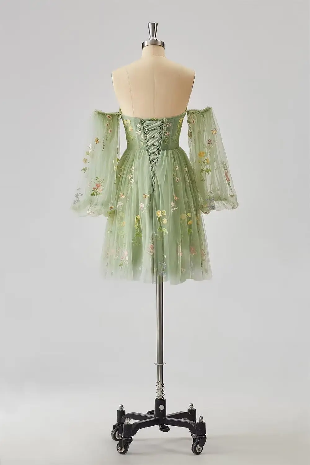 Robes de soirée bouffantes brodées de fleurs pour adolescents, courtes en Tulle, longueur aux genoux, robes de bal, robe de remise de diplôme, Mini robe