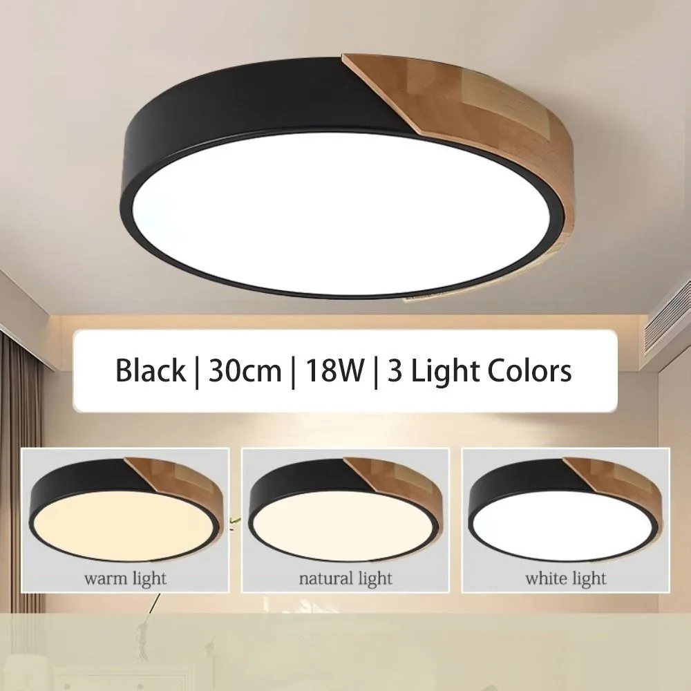 

Modern 30cm LED Ceiling Light Decoration Lighting 18W Wooden Edge Lamp 3 Colors Circular Light Balcony