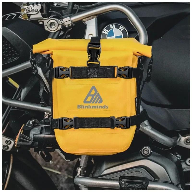 

Motorcycle Riding Tools Bag 6L Waterproof Crash Bar Pouch Universal Bumper Mount Side Bag with Detachable Shoulder Strap