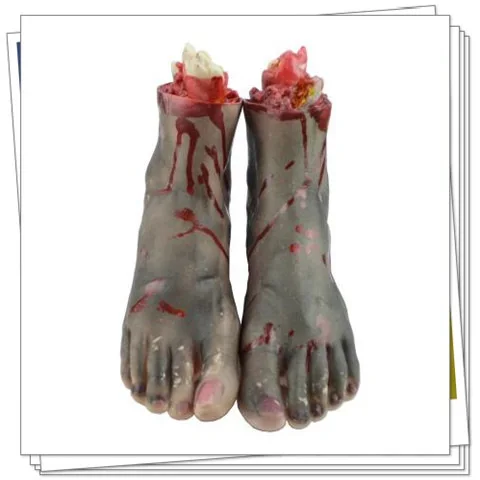Zestaw rekwizytów na Halloween: krewisto odcięte ręce i stopy do dekoracji na zewnątrz, do ogrodu, do wnętrz, do labiryntu grozy, na imprezę w barze, straszne.