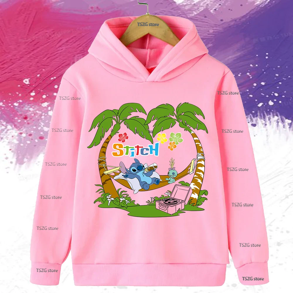 الخريف ديزني غرزة ليلو لطيف مطبوعة الاطفال هوديي Harajuku أزياء الأطفال مقنعين طويلة الأكمام الفتيات الفتيان عارضة البلوز #1