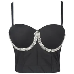 Party Chain Shirt Women Tank Top Camis Sexy Club Push Up Bra Woman Shaper Stage Clothes Blusa Punk y2k Corset Ladies Crop Tops