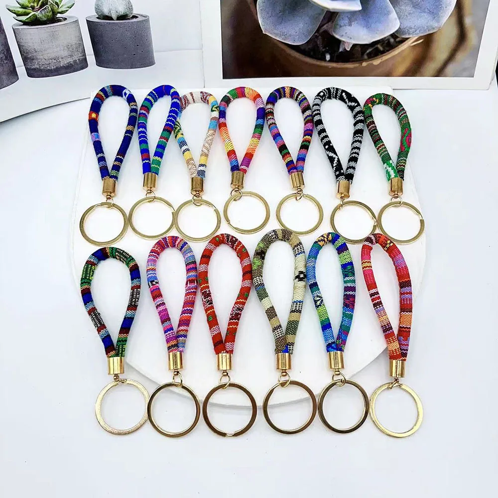 1PCS Cross-border ethnic key chain pendant personalized creative color fabric car lanyard bag accessories activities gifts