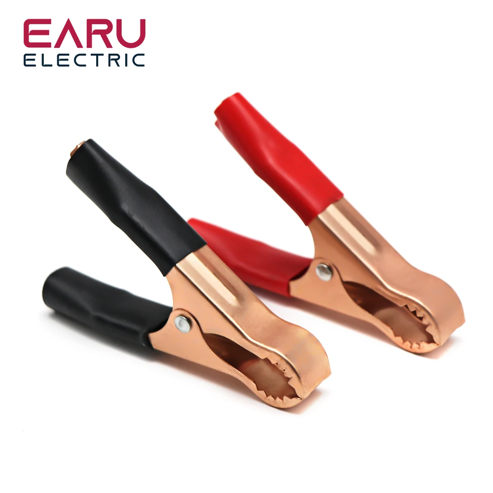 Clipe jacaré vermelho e preto para carro, caravana van bateria, clipes de chumbo, conector plug, poder, 50a, 80mm, melhor promoção, 2pcs