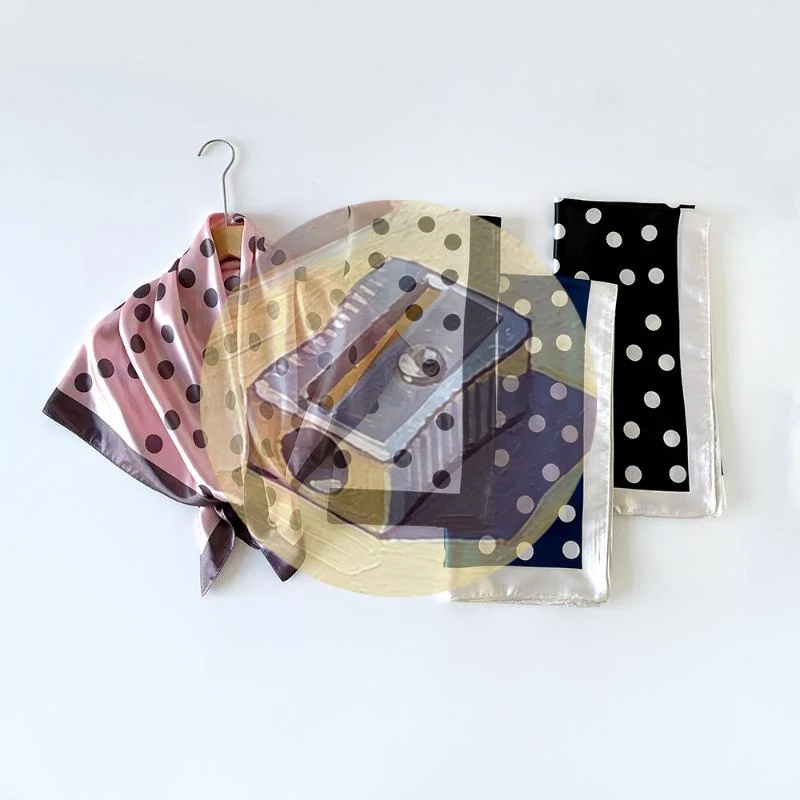 

▪Dot Print Square Scarf For Women Silk Shawl Neckerchief Female Hair Bands Head Wraps Headband Foulard Satin Hijab Bandana