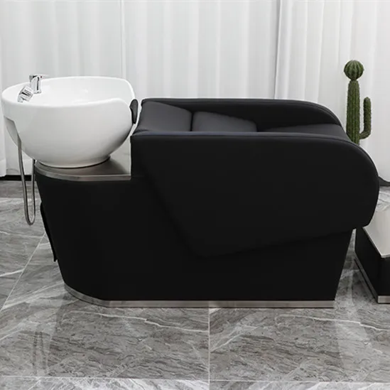 Professional High Quality Hair Salon Modern Lay Down Furniture Shampoo Chair Washing Bed With Bowl