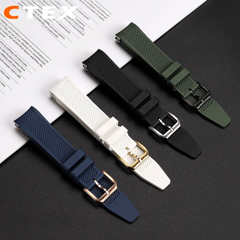 สายนาฬิกาข้อมือยางฟลูออโรสำหรับนาฬิกาอินเตอร์เฟซแบบโค้งสำหรับ IWC IW371620/IW371446รุ่น20มม.