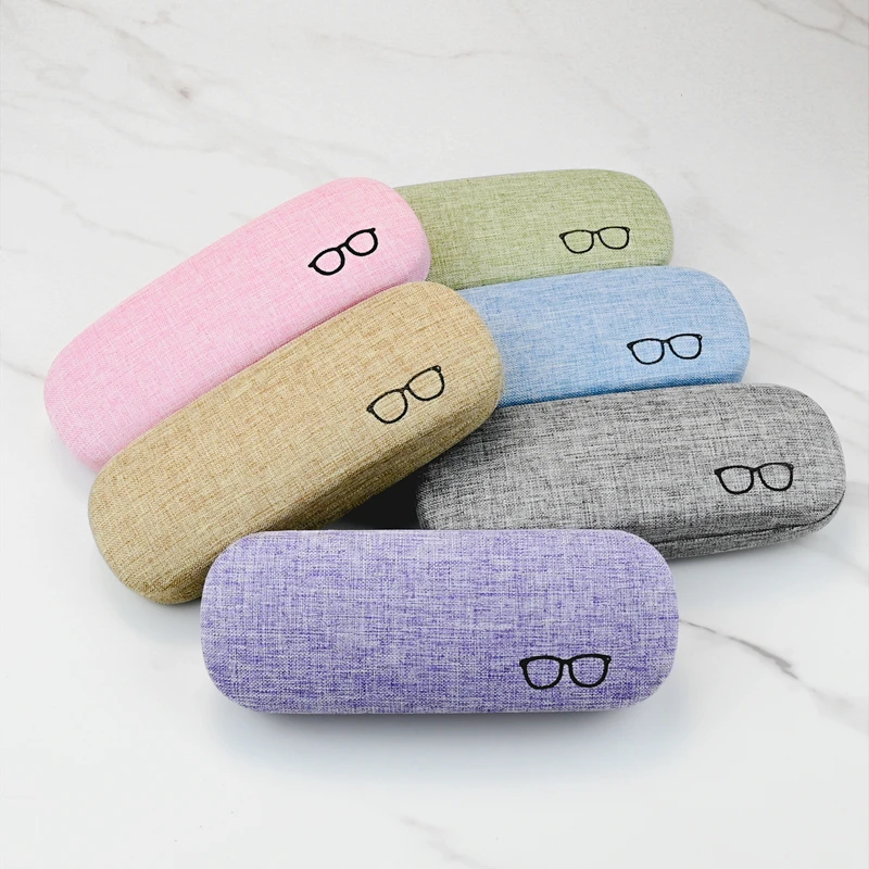 【セール中】高品質メガネケース男性女性用リネン布眼鏡ケースカバーハードポータブル眼鏡ボックスホルダー眼鏡収納