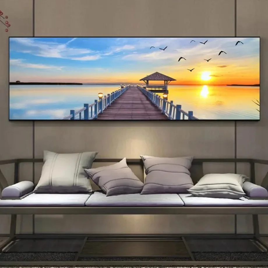 لوحات قماشية بمنظر غروب الشمس الطبيعي ، ملصقات ومطبوعات بدون إطار على شاطئ البحر ، صورة فنية جدارية لغرفة المعيشة ، ديكور المنزل