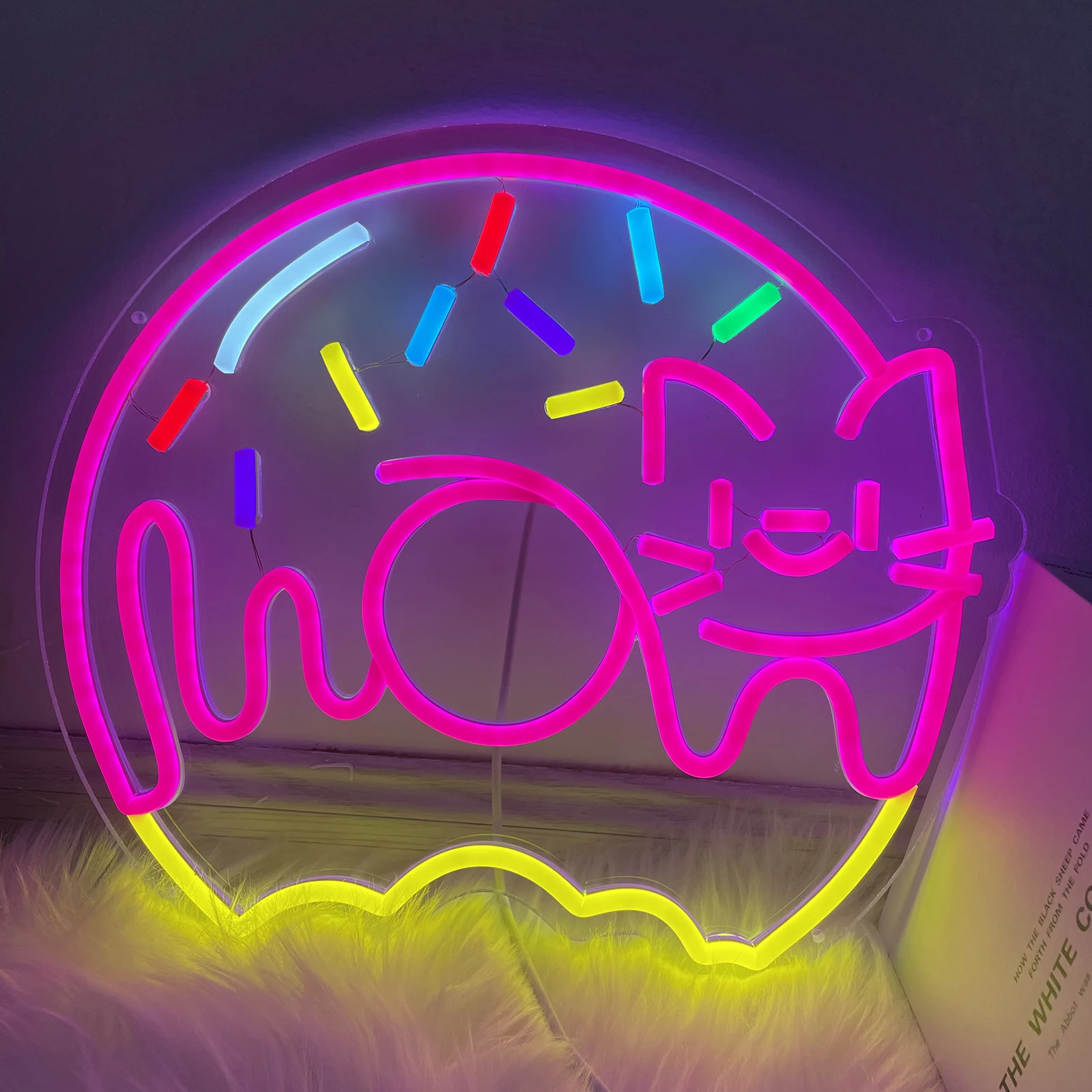 

Food Neon Sign Donut Neon Sign Cute Donut Cat Neon Sign Custom Sweet Donuts Sign Wall Decor Sign Restaurant Decor Neon Light Si