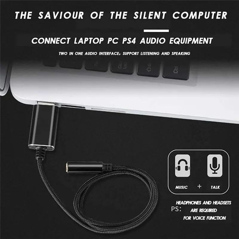 Delicate Texture-3X USB To 3.5Mm Jack Audio Adapter With 3.5Mm Headphone And Microphone Jack For Windows, For Mac, For PS4,For P