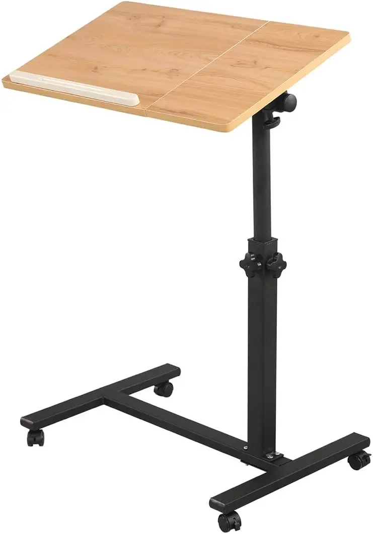 

Adjustable Rolling Laptop Stand with Wheels, Height Adjustable Overbed Table for Bed Sofa Use