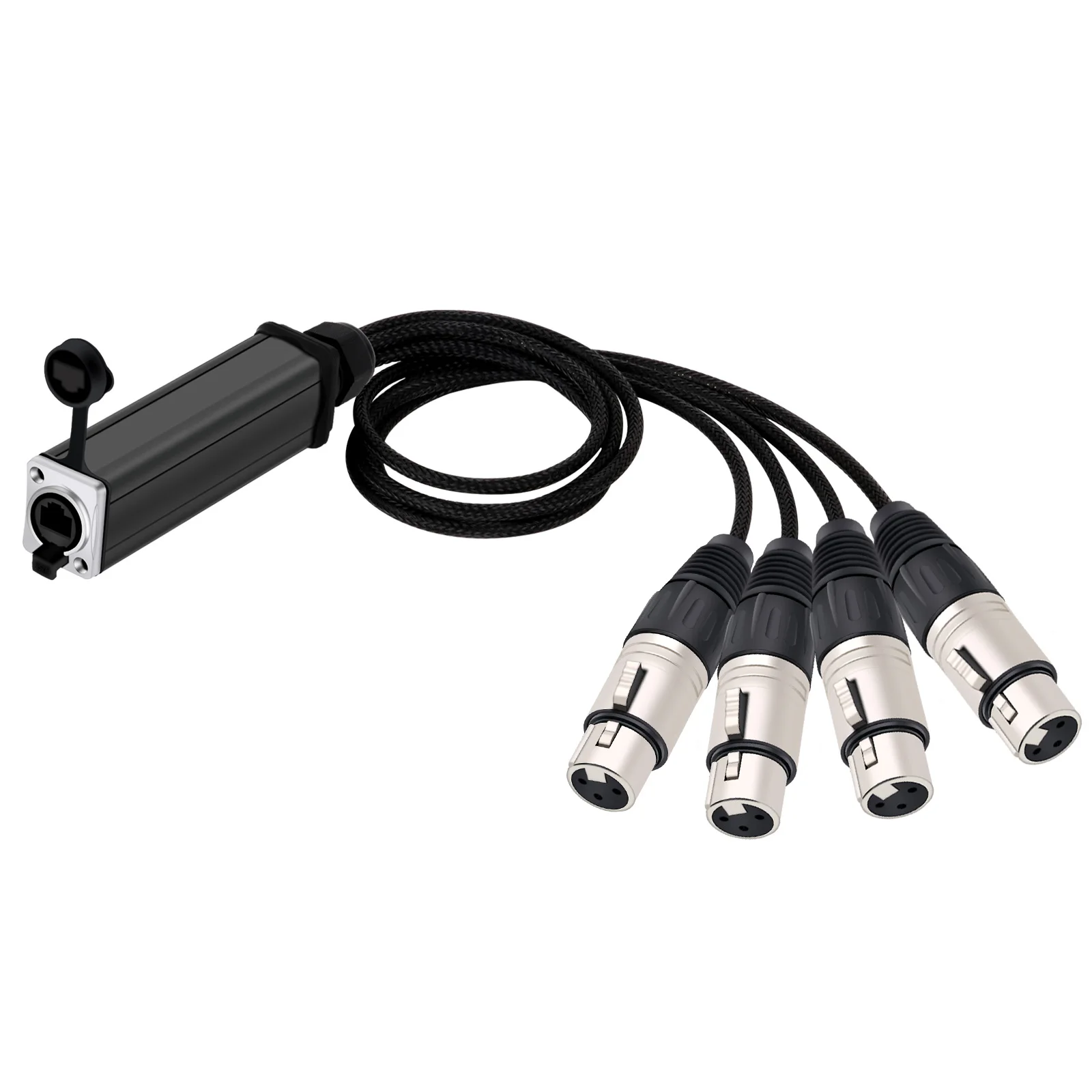 RJ45 CAT5 with Shielded to 4 Channel 3Pin XLR Male/Female Connector Multi Network Receiver Cable for Stage Recording Studio