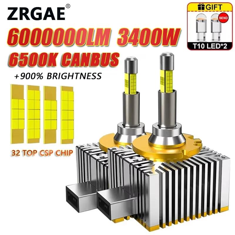 

D1S D3S Светодиодная фара Canbus Лампа 1:1 HID D2S D4S D5S D8S D1R D2R D3R D4R Автоматическая лампа 8000000LM 1700W Plug&Play Turbo LED для автомобиля