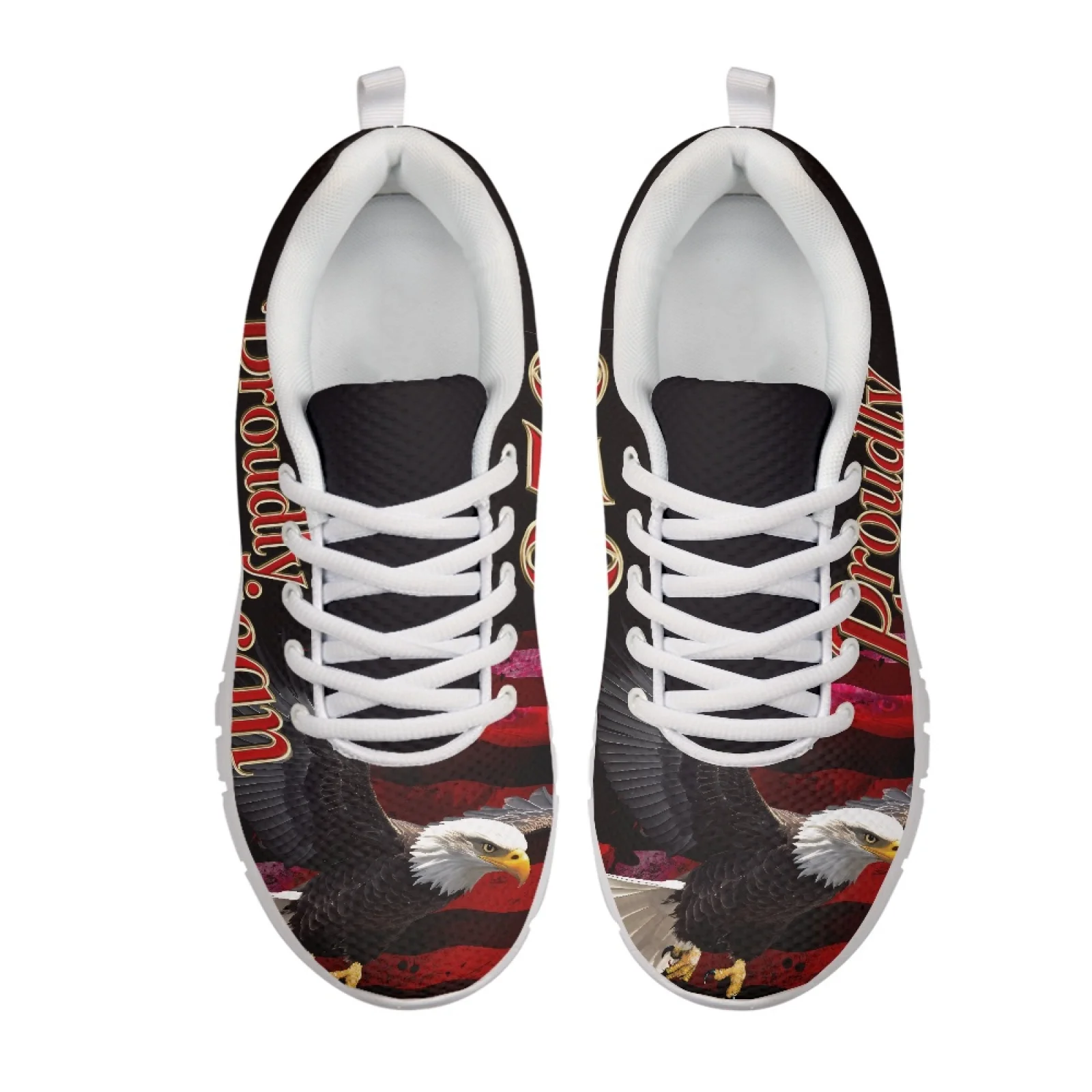 Coloranimal 4Th of July Mesh Running Shoes Featuring Patriotic Eagle Print, Lightweight Breathable Footwear for Tennis Travel