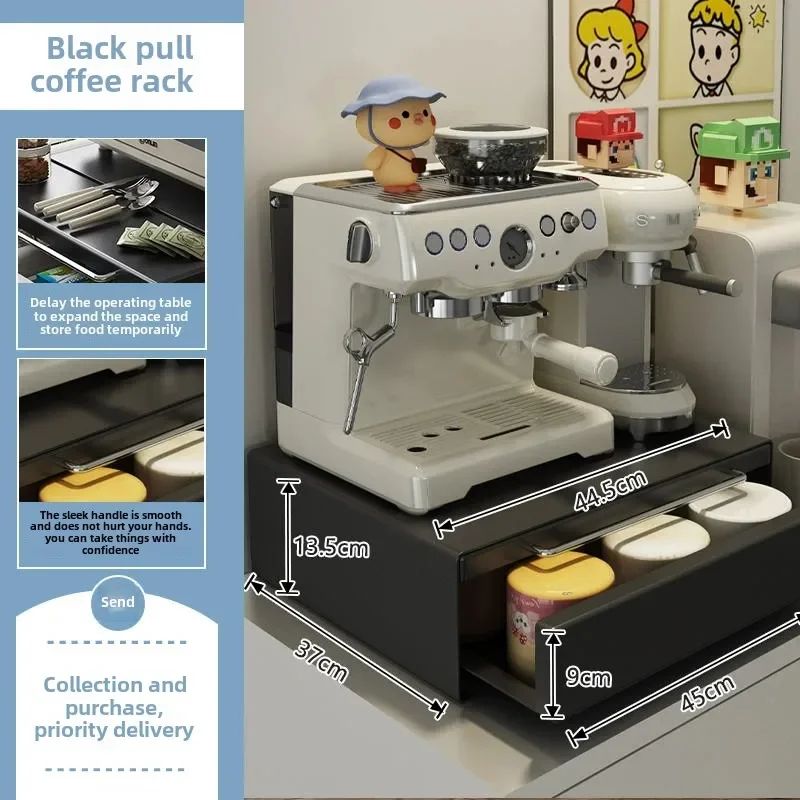 Metal Kitchen Storage Rack Anti-Pest Microwave Shelf Double Drawer Countertop Organizer Dust-Proof Spice Storage Cabinet