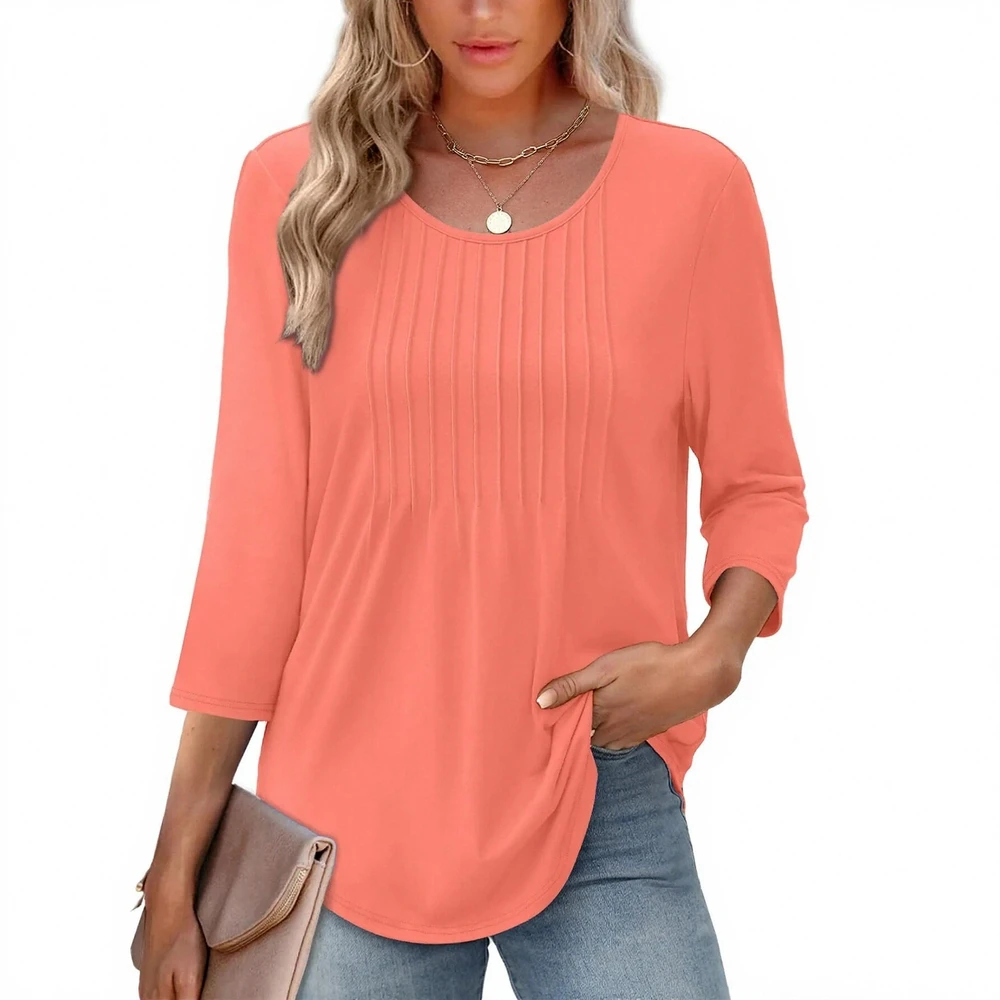 

Women's T-Shirts Autumn Winter Decent Elegant Solid Color Long Sleeve Round Neck Daily Casual Tees