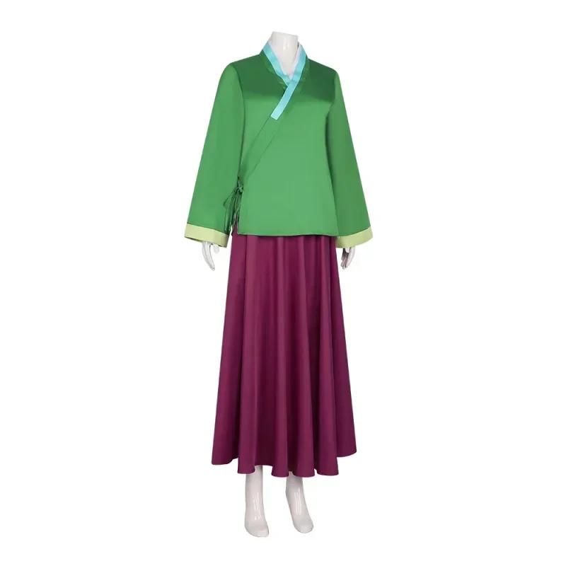 Disfraz de Maomao, disfraz de Anime The Apothecary Diaries, falda, top verde, uniforme de Kimono para mujer, fiesta de Carnaval de Halloween