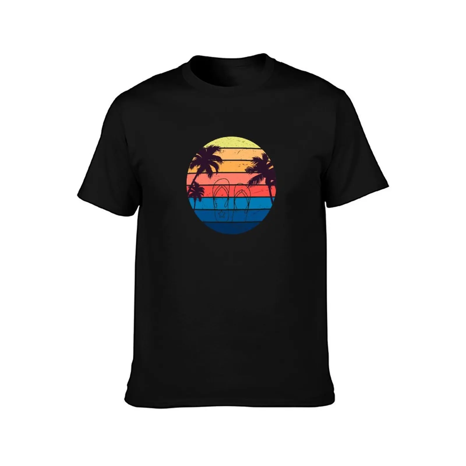 flip flop day T-Shirt, Summer Casual Cotton Tee, Oversized Streetwear Tops, Vintage Graphic Print, Loose Fit Short Sleeve