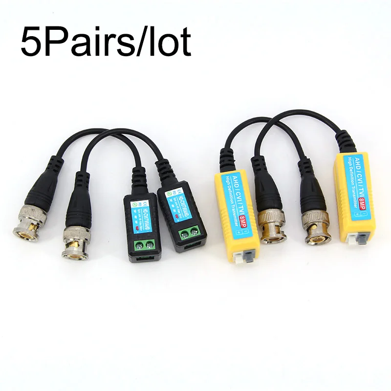 5 쌍 4K 8MP 패시브 발룬 RJ45 CCTV 비디오 발룬 BNC 공급 전원 커넥터-트위스트 페어 지원 AHD/CVI/TVI 카메라
