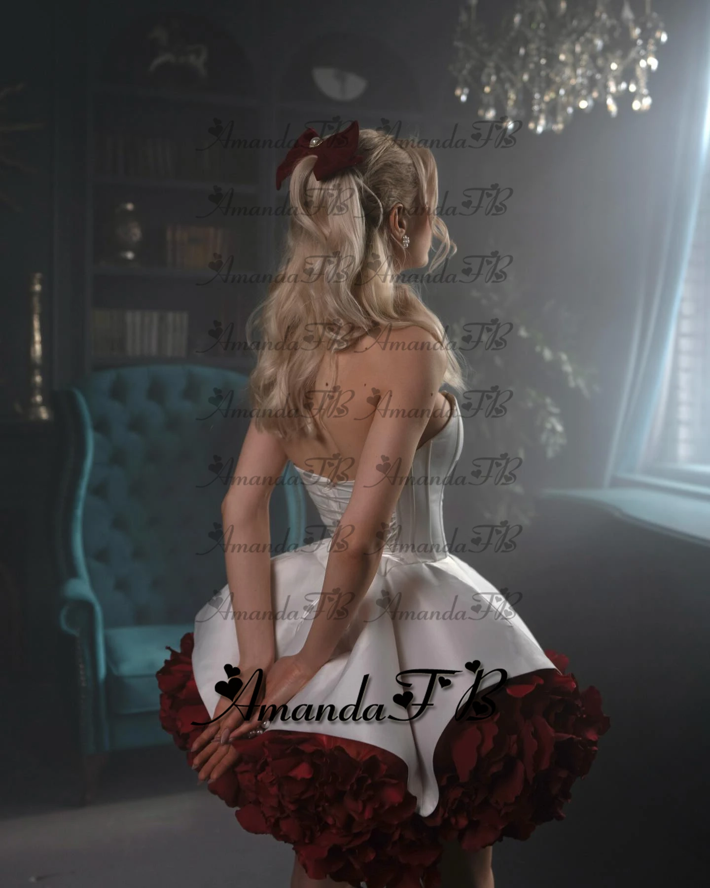 أماندا موضة كوكتيل مكشكش فستان العودة للوطن زهور ثلاثية الأبعاد على شكل قلب على شكل حرف a من الساتان لأعياد الميلاد فيستدوس دي نوش مخصص #2