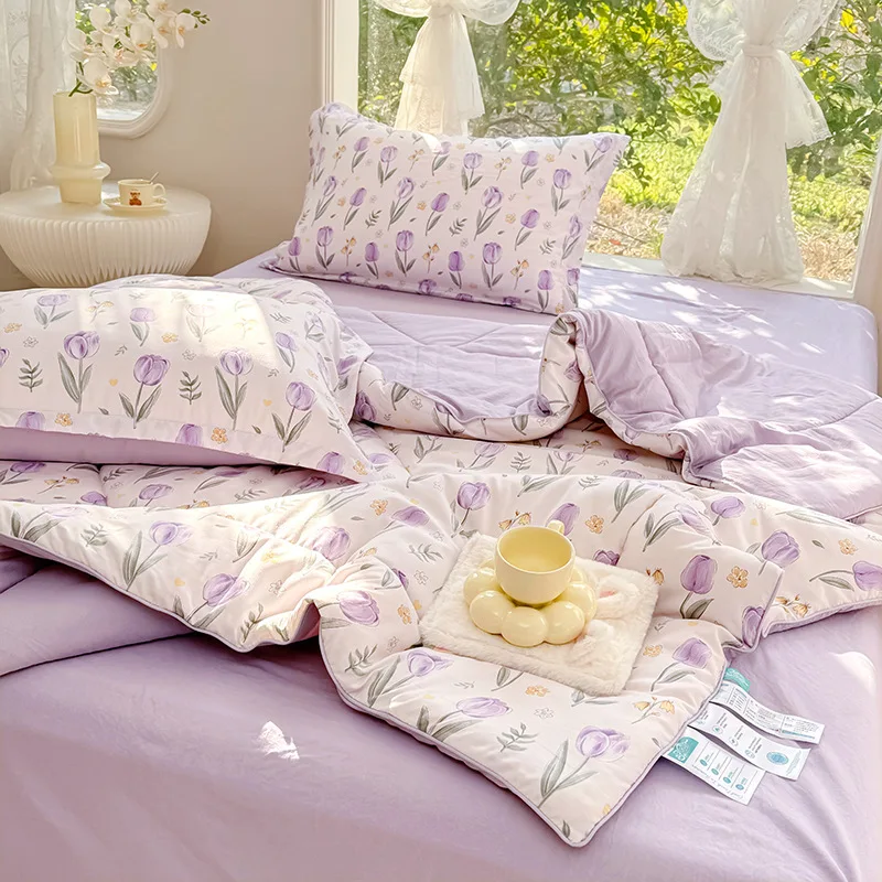 New Washed Cotton Air Conditioner Summer Cool Quilt Pure Cotton Printed Summer Quilt Bedding Can Be Machine Washed