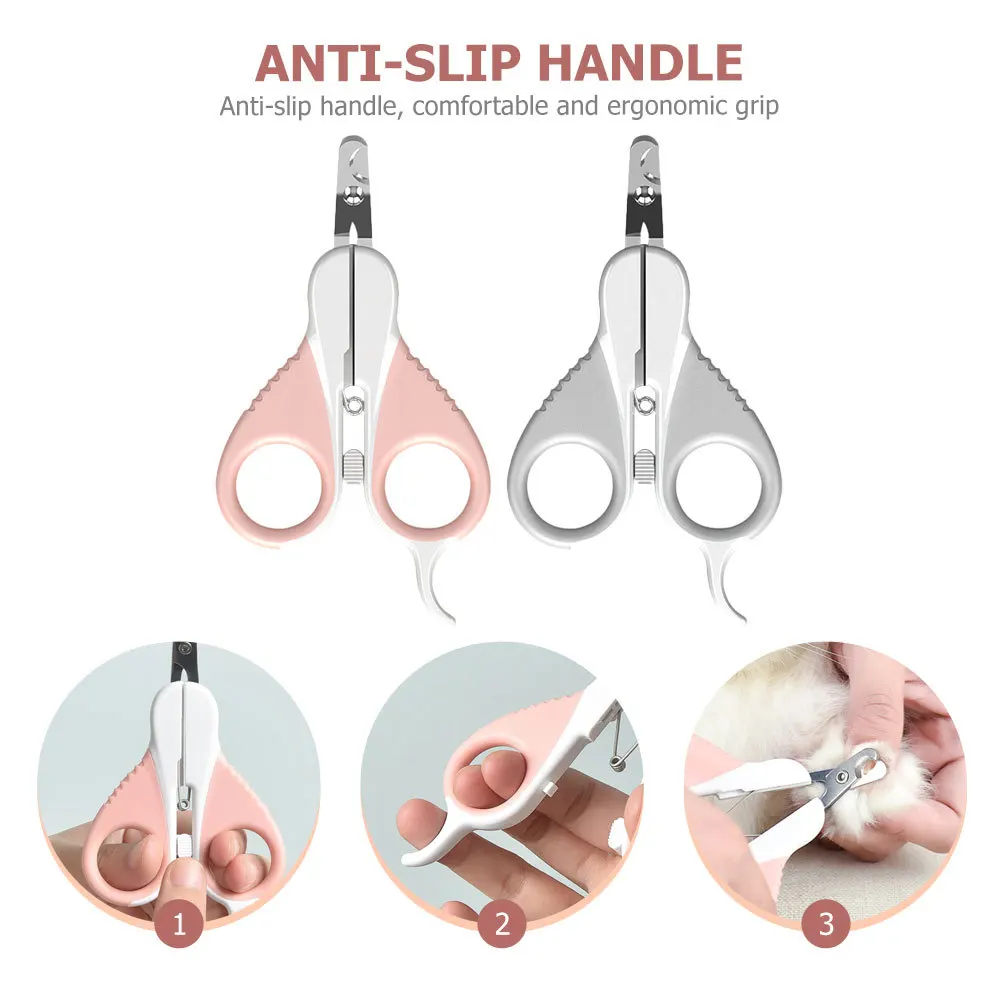 

2Pcs Professional Pet Nail Clippers Stainless Steel Ergonomic Design Anti-Cutting Blood Line Safe for Cats Dogs