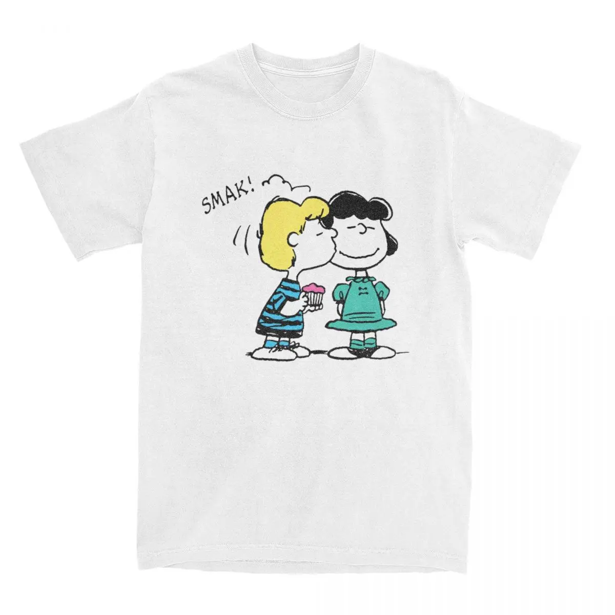 Men T-Shirts Valentine's Day Lucy Schroeder Kiss Vintage 100% Cotton Tees Short Sleeve Snoopy T Shirts O Neck Clothes Gift Idea