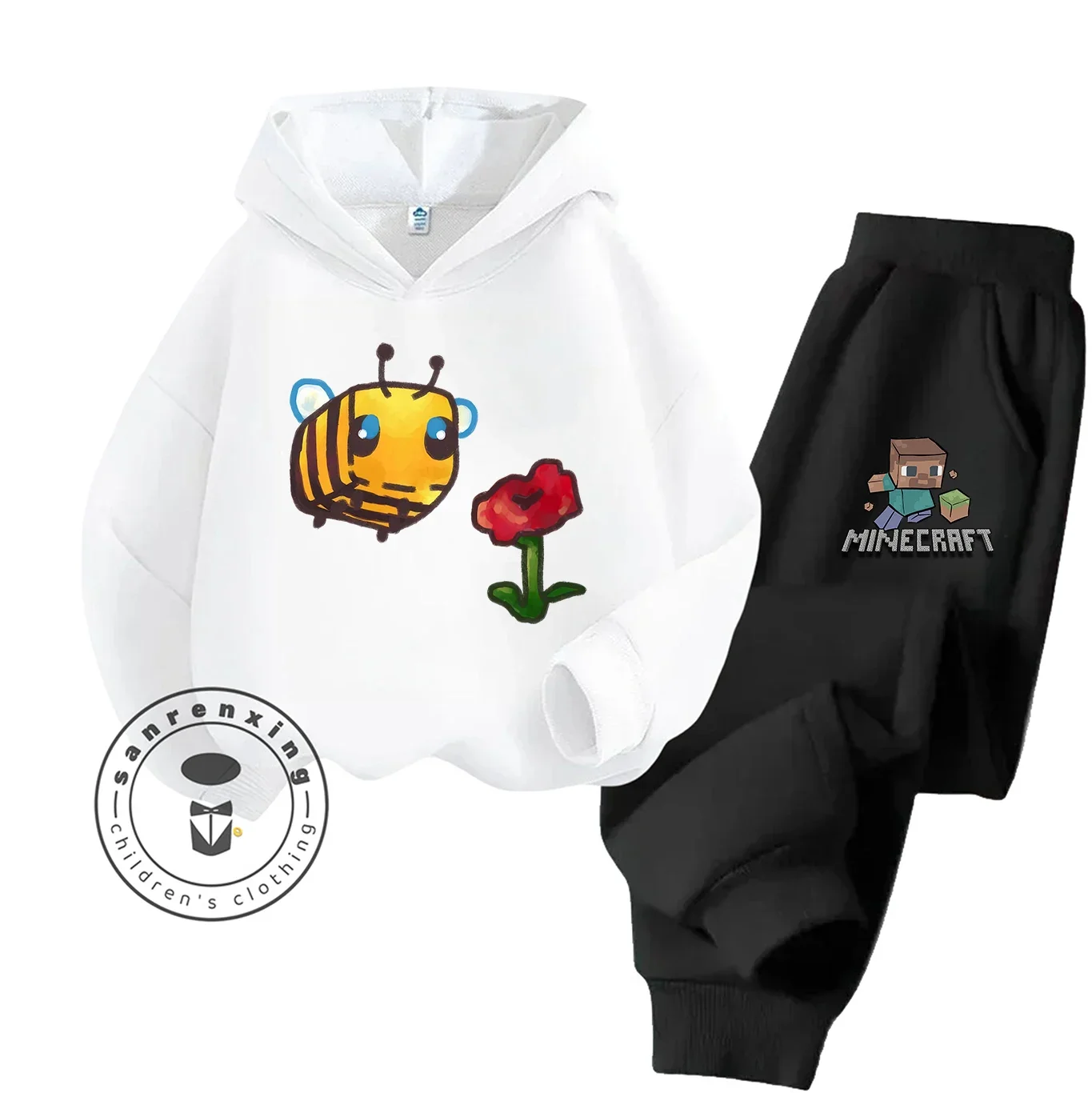 2D ماينكرافت موضة جديدة هوديي مجموعة الكرتون المطبوعة 2025 للأطفال المراهقين بنين بنات عادية الخريف الشتاء