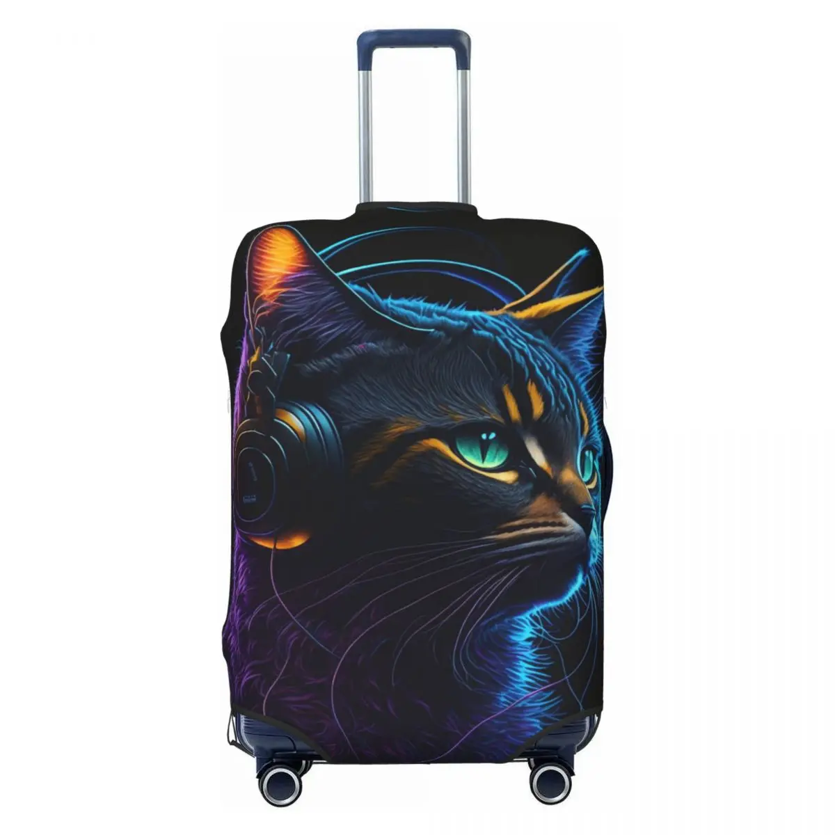 Music Cat Suitcase Cover Holiday Cool Animal Practical Luggage Case Business Protection