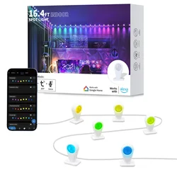 RGB+IC String Downlights, Smart LEDString Lights Works with Alexa, Color ChangingIndoor Wall Light Fixture for Party