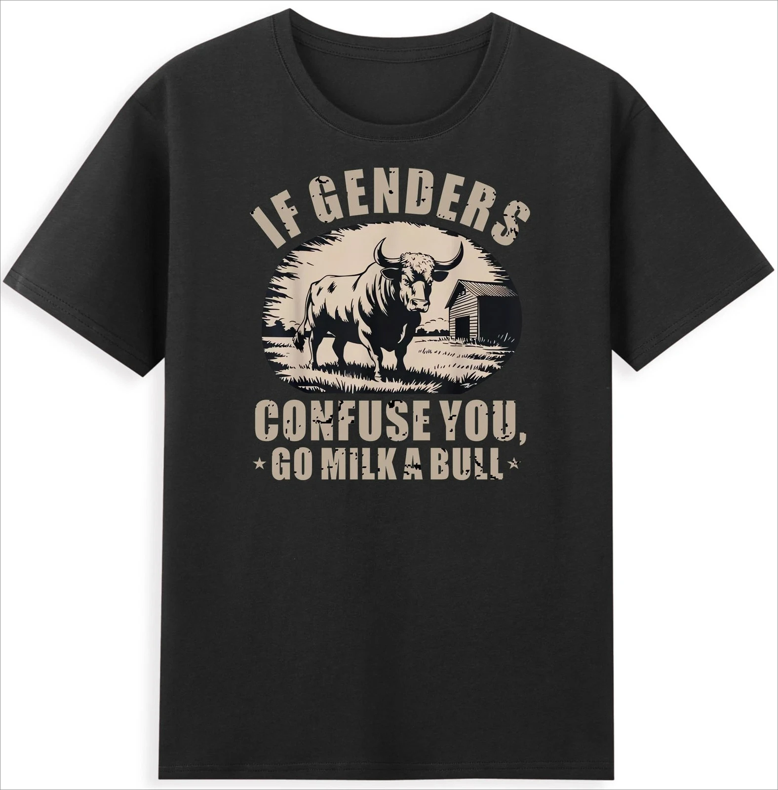 If You're Confused about Gender Go Milk A Cow Farm Cow Funny Quote Men's T-shirt Comfortable Breathable Fashion Men's Clothing
