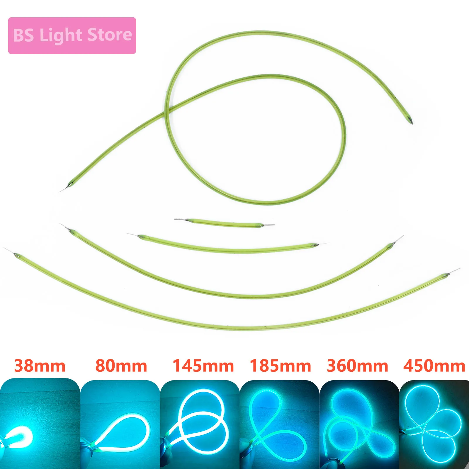 LED Flexible Filament DC3V Ice Blue 38mm 80mm 145mm 185mm 360mm 450mm Retro Edison Bulb Light Source Lighting Accessories DIY