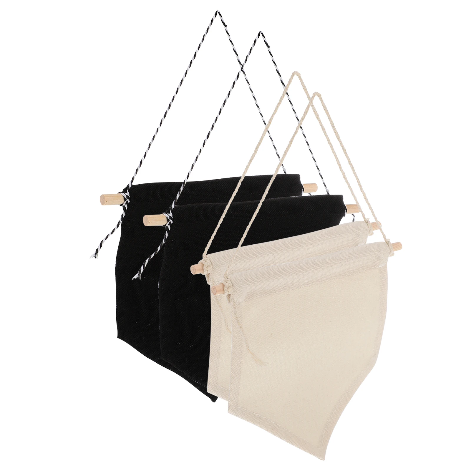 

4 Pcs Creative Banner Pin Storage Display Canvas Badge Flag Decoration Wood for Brooch