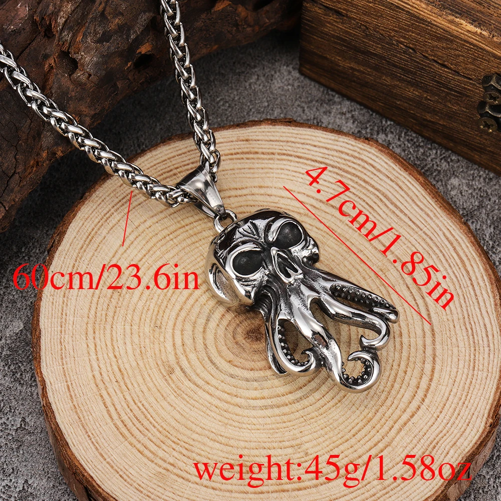 Trendy Retro Octopus Sea Monster Pendant Necklace New Arrival Skull Squid Octopus Versatile Men's Necklace
