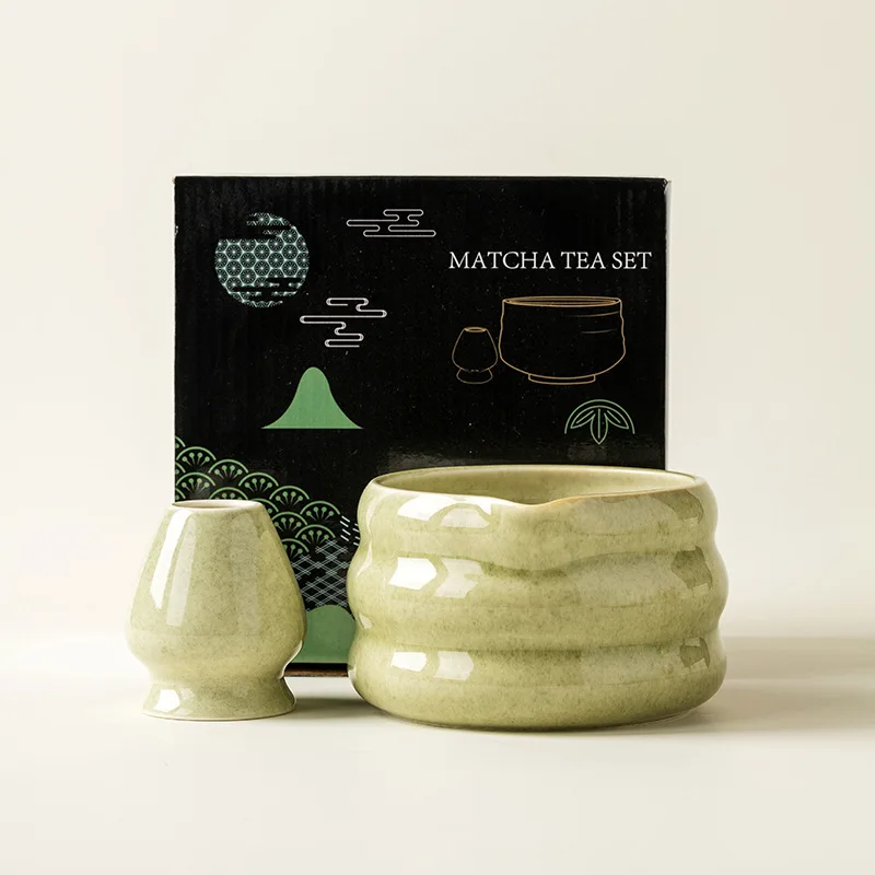 Ceramic Matcha Bowl Large Capacity Smooth Matcha Whisk Stand High Temperature Resistant Tea Salad Soup Bowl
