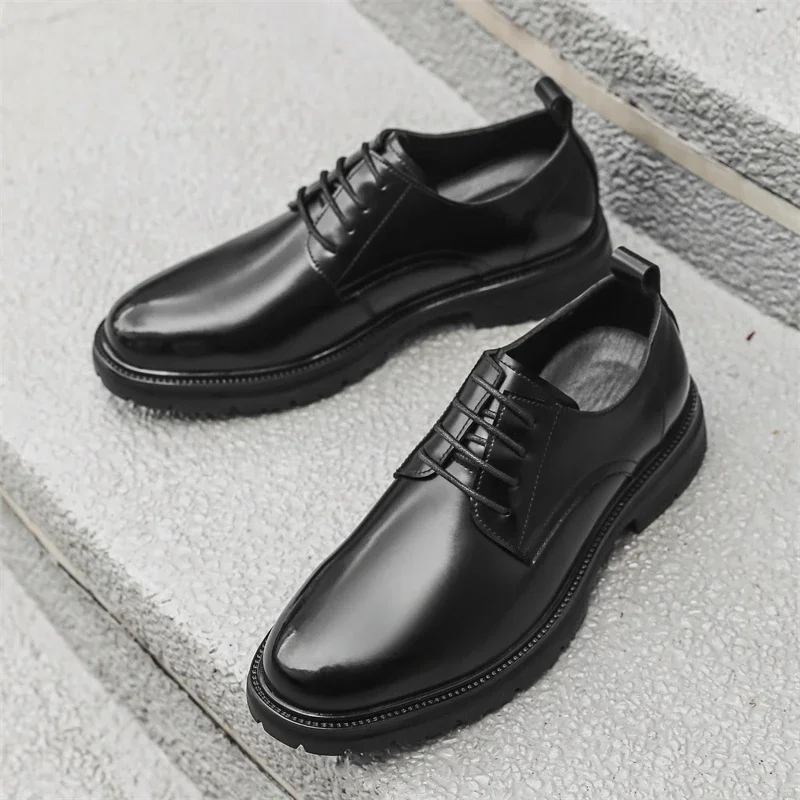 Leather Men Shoes lace up oxfords Derby Priting Dress Suit Zapatos De Vestir Para Hombre Luxury Office Business Men Shoes