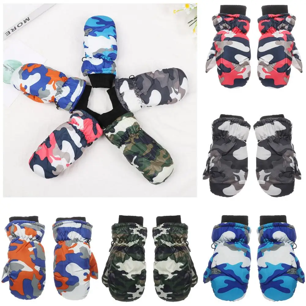 

Детские ветрозащитные зимние теплые перчатки с мехом, утолщенные лыжные варежки для детей