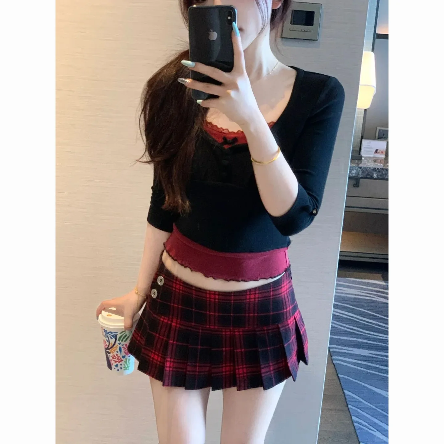 Summer Mini skirts for woman vintage korean fashion plaid skirts for women y2k skirts pleated red plaid skirts preppy style