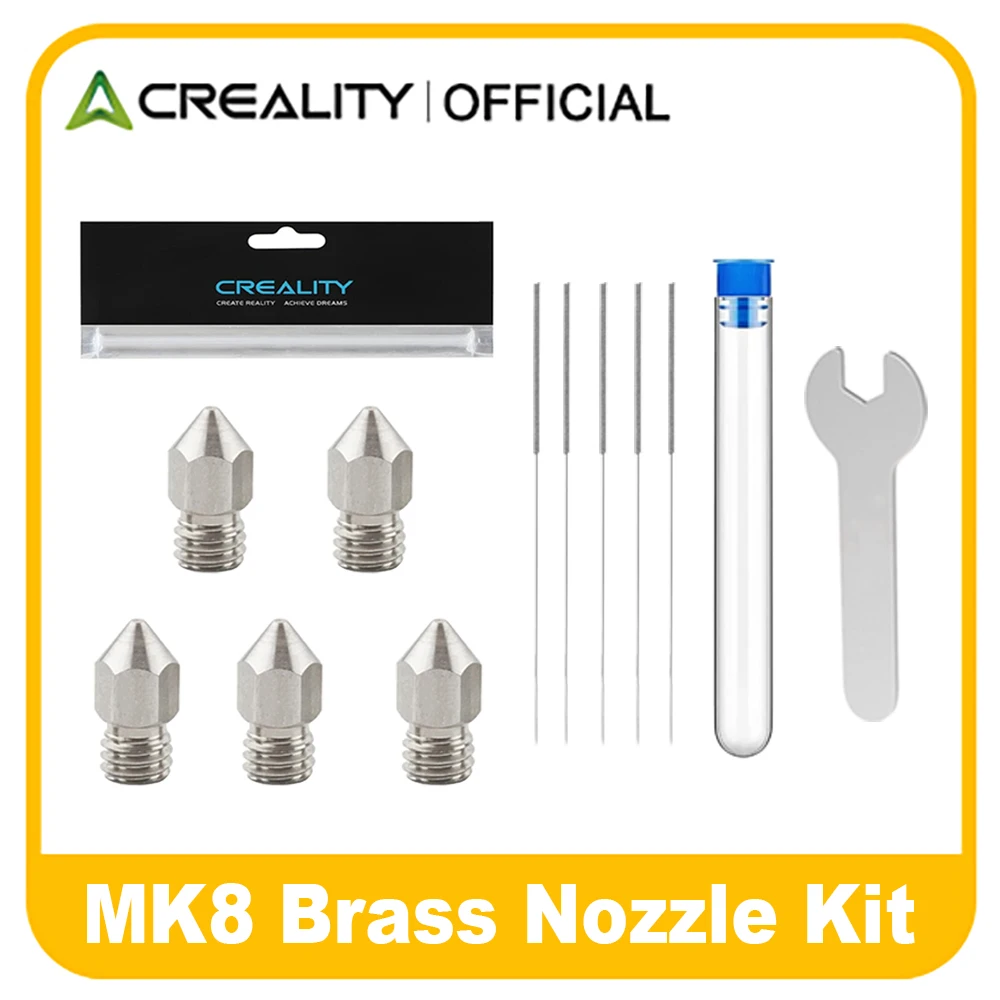 

Creality MK8 Nozzle Kit M6 0.2/0.4/0.6/0.8/1.0mm Threaded Stainless Steel for 1.75mm Filament 3D Printer for CR10/Ender3/Ender5