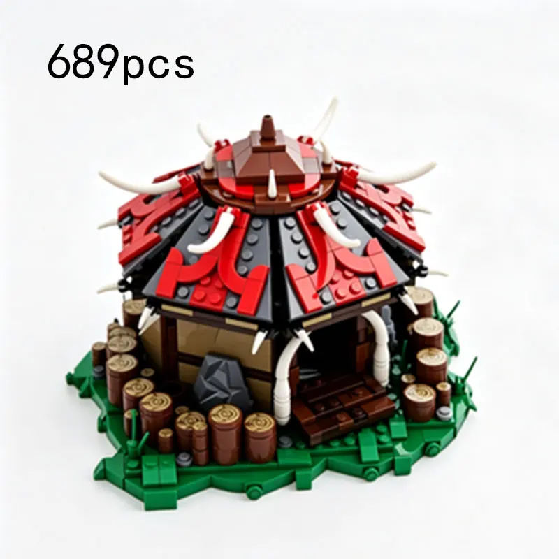 Orc Tribe 689PCS Small Particle Building Blocks Medieval Scene Expansion Castle Model Toy Ornament