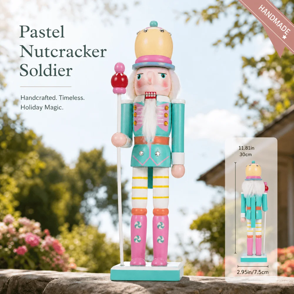30CM Candy-Serie Holz-Nussknacker-Soldatenfigur, Handgefertigte Weihnachts- und Neujahrsdekoration für Zuhause und Büro, Geschenkidee – Detail 7