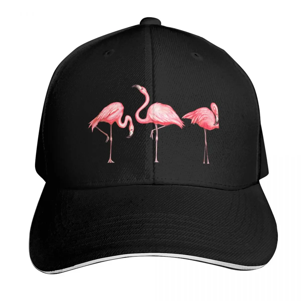 Patrón de flamencos - Gorra de béisbol negra, sombreros divertidos y bonitos, gorra Wild Ball, gorra de playa de diseño para hombre y mujer