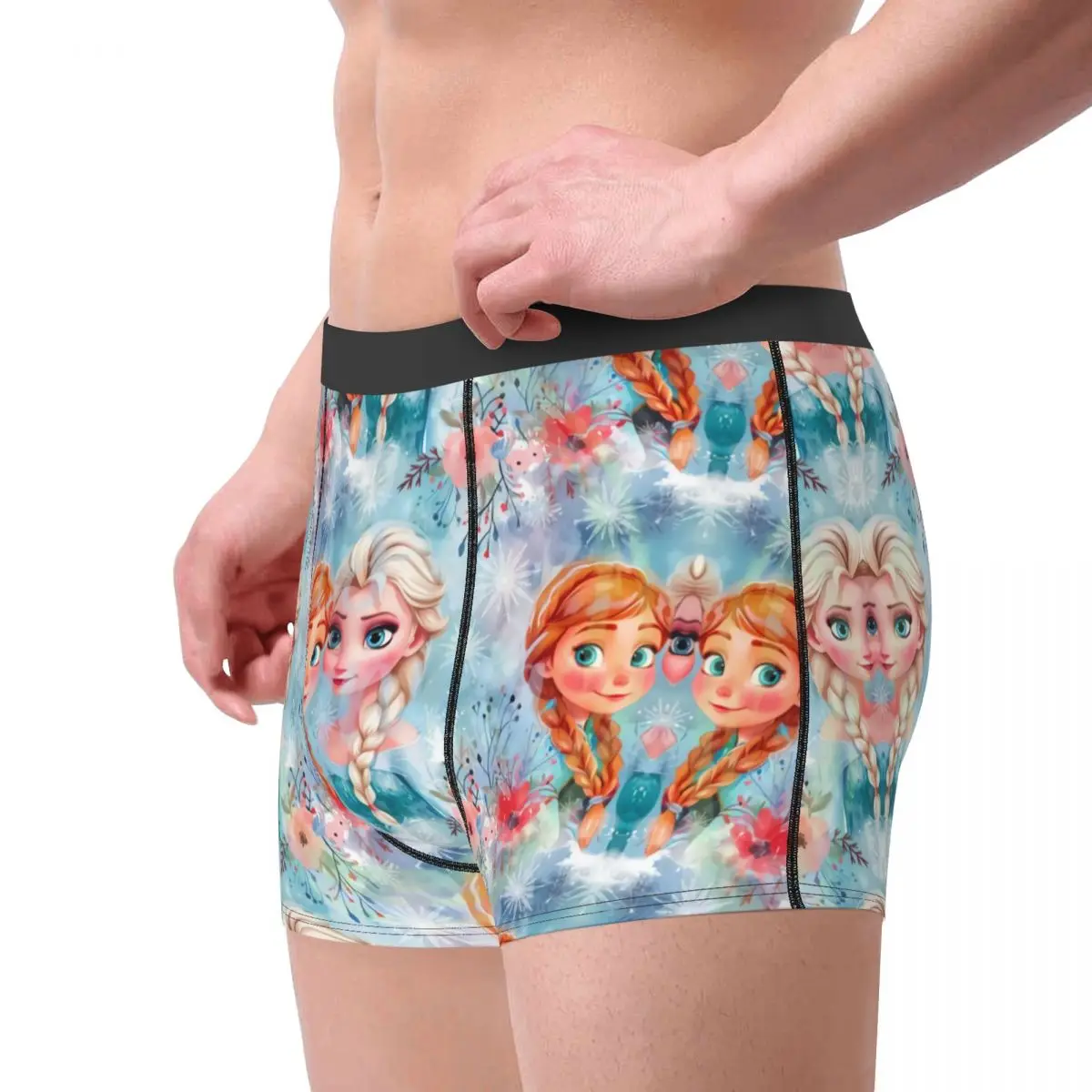 Custom Novelty Frozen Elsa Olaf Seamless Boxers Shorts Panties Male Underpants Stretch Briefs Underwear